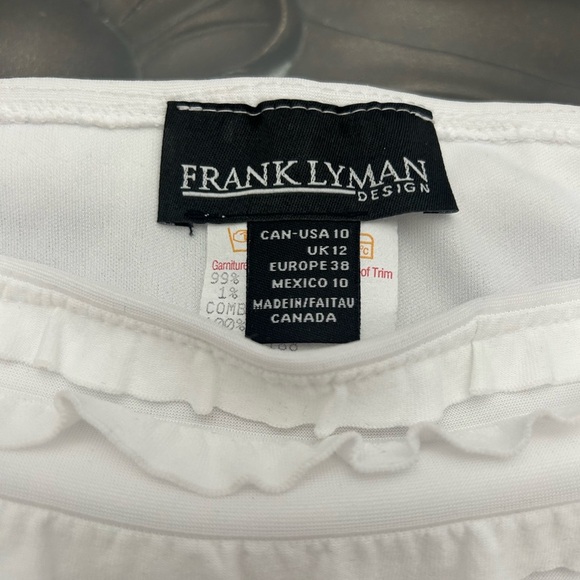 Frank Lyman White Ruffled Tee Size 10 - Picture 3 of 7